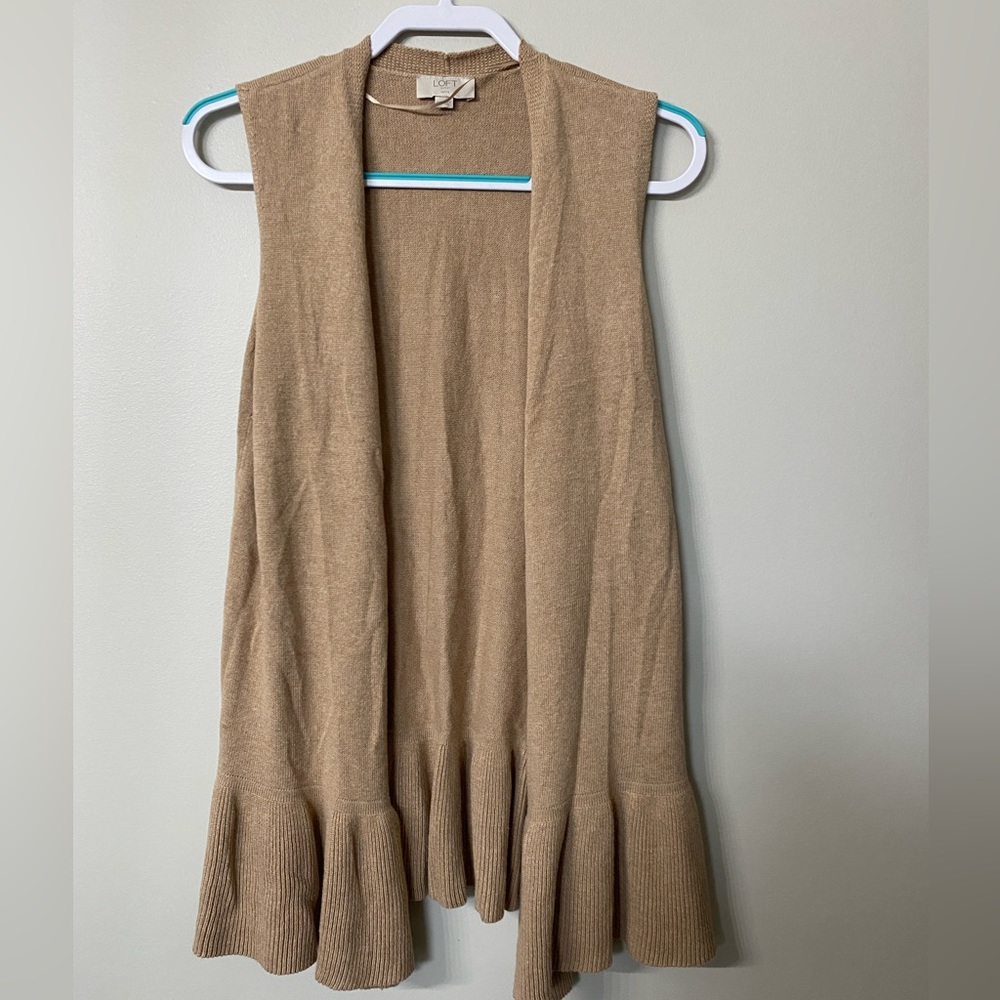 Tan sleeveless cardigan